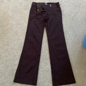 Black trousers with silver pinstripes stretchy material.